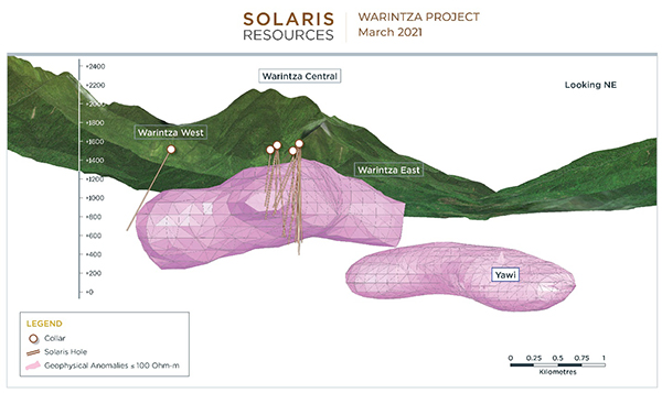 Figure 1 - Long Section of 3D Geophysics Looking Northeast