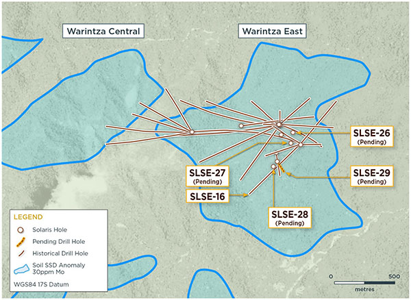 Figure 2 – Plan View of Warintza East Drilling Released to Date