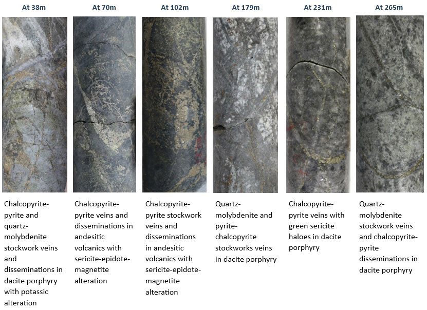 Figure 1: Core Photos from SLSP-01 drilled at the Patrimonio target